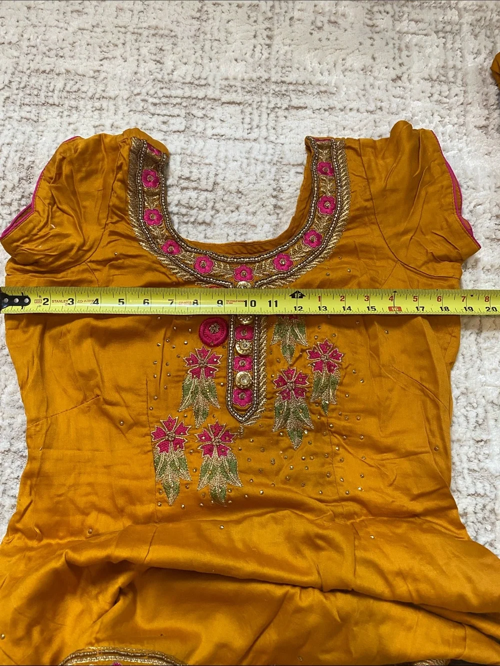 Mustard Embroidered  Women's Cotton Salwar suit with Duptta